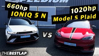 최강 전기차 배틀 660마력 IONIQ 5 N vs Tesla Model S Plaid 1020hp 더베스트랩 구독자 배틀썬더볼트편 [upl. by Vander329]