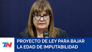 Patricia Bullrich enviará al Congreso un proyecto de ley que baja la edad de imputabilidad [upl. by Catima993]