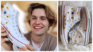 CONVERSE FLOWER EMBROIDERY  FAST AND EASY  Henri Purnell [upl. by Aneerb]