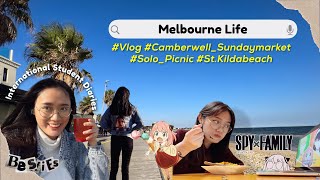 melbourne life 🇦🇺 camberwell sunday market solo picnic st kilda beach groceries amp cooking 🍳 [upl. by Shaylyn]