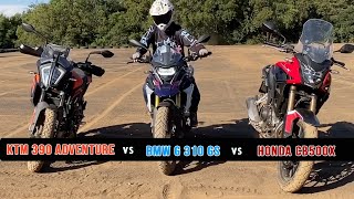 Don stress tests the 390 Adventure CB500X and G310GS in the search for a winner [upl. by Halehs216]