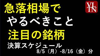 日本株の急落で、暴落と嘆くよりやるべきことと、決算スケジュール２週間分～あす上がる株。最新の日本株情報。高配当株の株価やデイトレ情報も～ [upl. by Funch]