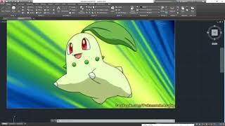 how to draw chikorita pokemon with autocad fun time [upl. by Hines]