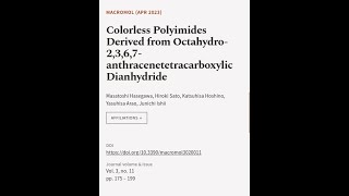 Colorless Polyimides Derived from Octahydro2367anthracenetetracarboxylic Dianhyd  RTCLTV [upl. by Farland]