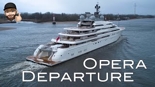 Super Yacht OPERA Departure  Lürssen Shipyard [upl. by Pascha706]