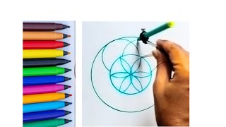 How to draw easy compass drawing easy circle flower drawing six pattern flower Darshan drawing [upl. by Enuahs]