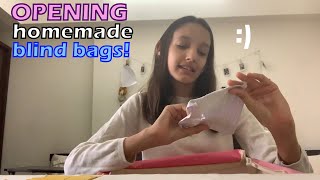 OPENING HOMEMADE BLIND BAGS funny  Karina M [upl. by Retxab]