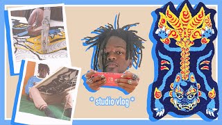 studio vlog rug tufting  watching anime  nintendo switch [upl. by Yllas]