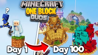 We Survived 100 Days on DUO ONE BLOCK in Minecraft [upl. by Noxid145]