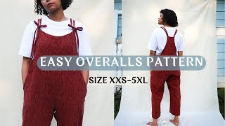 Easy Tie Front Overalls Jumpsuit  Meadow Overalls Style B PDF Pattern Tutorial [upl. by Andeee]