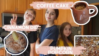 5Minute FALL TREATS 🍁  Pumpkin Popcorn Cream Cheese Cinnamon Dip and Coffee Cake Super Easy [upl. by Eelimaj]