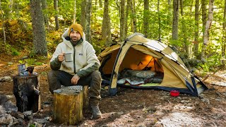 Camping In Fall Season With Canvas Hiking Tent [upl. by Geis]