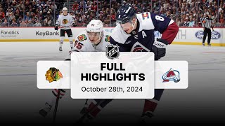 Blackhawks at Avalanche  October 28 2024  NHL Full Game Highlights [upl. by Fulvia]