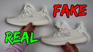 REAL VS FAKE ADIDAS YEEZY 350 V2 BONE SNEAKER COMPARISON [upl. by Meda697]