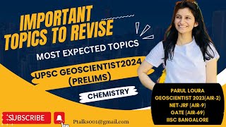 Geoscientist2024PrelimsMost expected topicsChemistryUPSCGeochemistImportant topics [upl. by Buschi869]