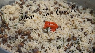 HOW TO MAKE REAL JAMAICAN RICE AND PEAS GUNGO GREEN PIGEON PEAS RECIPE VOL 2 [upl. by Bunnie]