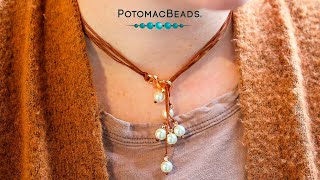 Pearl and Cord Lariat Necklace  DIY Jewelry Making Tutorial by PotomacBeads [upl. by Rodmann98]