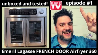 Emeril Lagasse FRENCH DOOR Airfryer 360 review unbox burn off and airfry 398 [upl. by Yhotmit938]