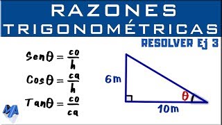 Solucionar un triángulo rectángulo  Razones trigonométricas  Ejemplo 3 [upl. by Esnofla]