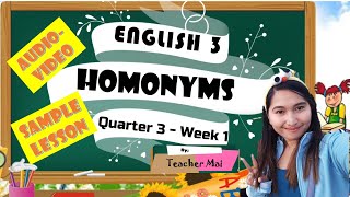 DEMO TEACHING IN GRADE 3 AudioVideo Lesson Sample using FILMORA X HOMONYMS QUARTER 3 WEEK 1 [upl. by Poppy]