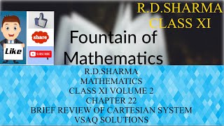 Cartesian System of Rectangular Coordinates Very Short Answer Question VSAQ Solutions11RD Sharma [upl. by Iliak522]