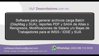 MovAfil Trabajadores para generar archivos SUA DispMag cargas batch al SUA IDSE o IMSS [upl. by Riha]