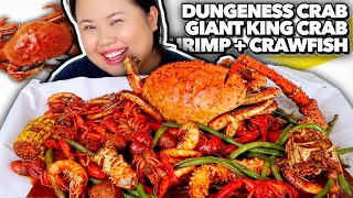 KING CRAB LEGS  DUNGENESS CRAB  SHRIMP CRAWFISH SEAFOOD BOIL MUKBANG 먹방 EATING SHOW [upl. by Eustache]