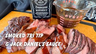 Traeger Smoked TriTip with Jack Daniels Sauce Recipe  Easy Smoker Recipes [upl. by Anivol]