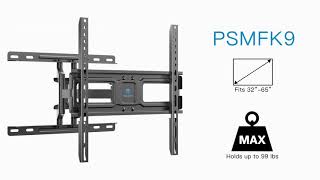 How to Install PERLESMITH PSMFK9 FullMotion TV Wall Mount for 32 to 65 Inch TVs [upl. by Nodnarbal694]