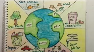 Save Earth Poster tutorial  Save earth save environment drawing [upl. by Tam747]