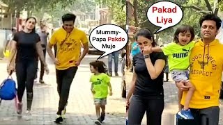 Ritesh Deshmukh And Genelia Dsouza Playing With Son Rahyl Outside School [upl. by Carew]