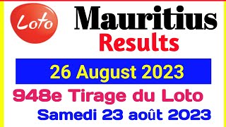 Loto Mauritius résultats  948e Tirage du loto samedi 26 Août 2023 [upl. by Einnod559]