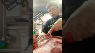 Trimming topside to make topside steak for desplay👌 butcherslife supportbutcherslife highlights [upl. by Dobson]