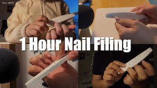 ASMR 1 Hour Nail Filing 💤  No Talking [upl. by Wane529]