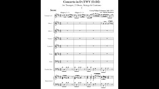 GP Telemann  Concerto for 2 Oboes and Trumpet TWV 53D2 w score Trumpet Maurice André [upl. by Uon683]