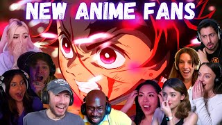 ANIME NEWBIES REACT TO TANJIRO VS RUI  HINOKAMI KAGURA  DEMON SLAYER EPISODE 19 REACTION [upl. by Morry]