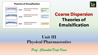 Coarse dispersion Emulsions Theories of Emulsification Emulsifying agents [upl. by Loria70]