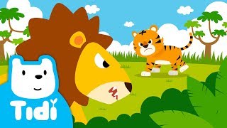 The King of Animals♪  Lion vs Tiger  Sing Along with Tidi Songs for Children★TidiKids [upl. by Anirav156]