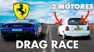 Ferrari 488 Pista VS Corsa bimotor de 1200 CV  DRAG RACE [upl. by Gauntlett140]