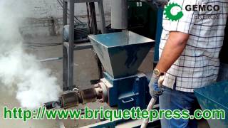 how to make biomass wood briquettes by a fuel sawdust briquette press machine [upl. by Piscatelli121]