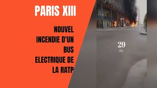 Nouvel incendie d un bus électrique de la RATP à Paris le 29 04 2022 [upl. by Sidney]