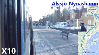 Stockholm Commuter Rail X10 train ride ÄlvsjöNynäshamn Winter Edition [upl. by Marice442]