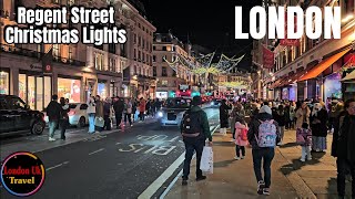 Christmas Lights Walking Tour  Regent Street  Carnaby Street Central London [upl. by Ecined]