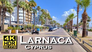 Larnaca Cyprus Finikoudes beach in 4K 60fps HDR UHD Dolby Atmos 💖 Best Places 👀 Walking Tour [upl. by Duj207]