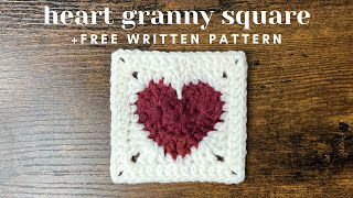 Crochet Heart Granny Square Tutorial amp Free Written Pattern [upl. by Sukramaj]