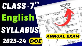 Class 7th English Syllabus 202324  English Syllabus Annual Exam 2024  Doe Ncert [upl. by Sapienza]