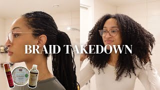 BRAID TAKEDOWN amp NATURAL 3C4A HAIR ROUTINE [upl. by Seve]