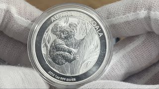 2013 Australia 1 oz silver Australian Silver Koala 1 AUD 999 silver coin BU [upl. by Rab938]