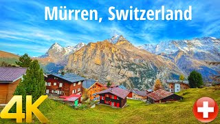 Walking tour in Mürren Lauterbrunnen Switzerland 4K 60fps  Incredibly Beautiful Swiss village [upl. by Veejar]