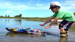 RC ADVENTURES  NEW Capt MOE amp his 1ST HUGE SPEED BOAT Experience  TRAXXAS SPARTAN ProudParenting [upl. by Aicilegna415]